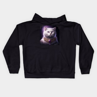 White Spiritual British Shorthair Cat Kids Hoodie